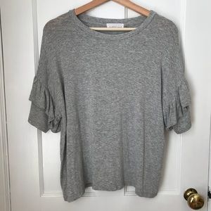 Grey Ruffle Sleeve Tee